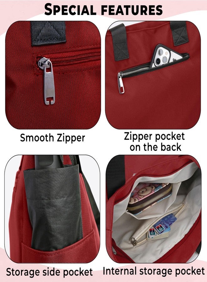 Kraptick Canvas Tote Bags - Stylish Shoulder Tote Bag Everyday Use For Women, Reusable Compact Tote Bag Perfect as a Grocery, Shopping Bags for Grocery (Red) - Image 5